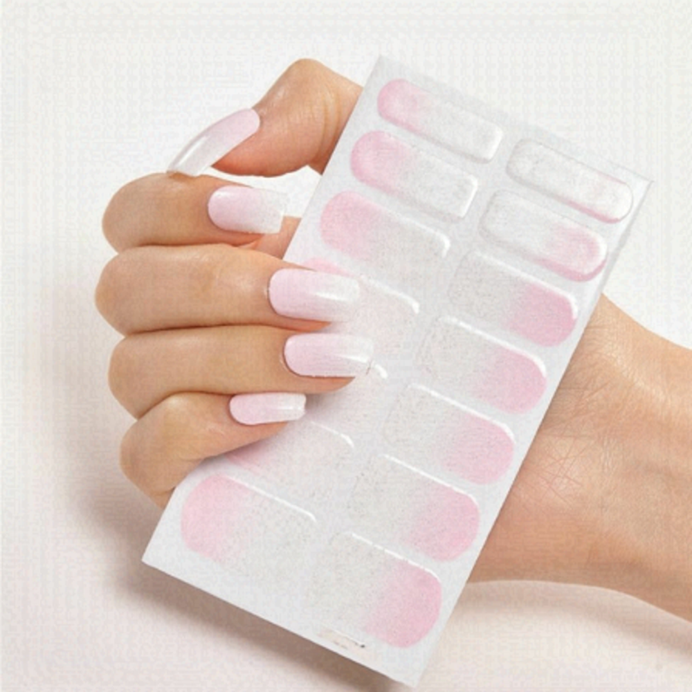 NAIL stickers tender light pink and white pastel color gradient manicure